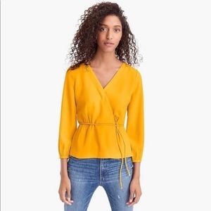 J. Crew Yellow/Gold Tie- waist Blouse Size 00